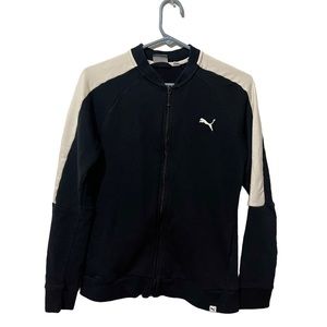 Puma Jacket Men Medium Black Full Zip Sweatshirt Activewear Long Sleeve Athletic